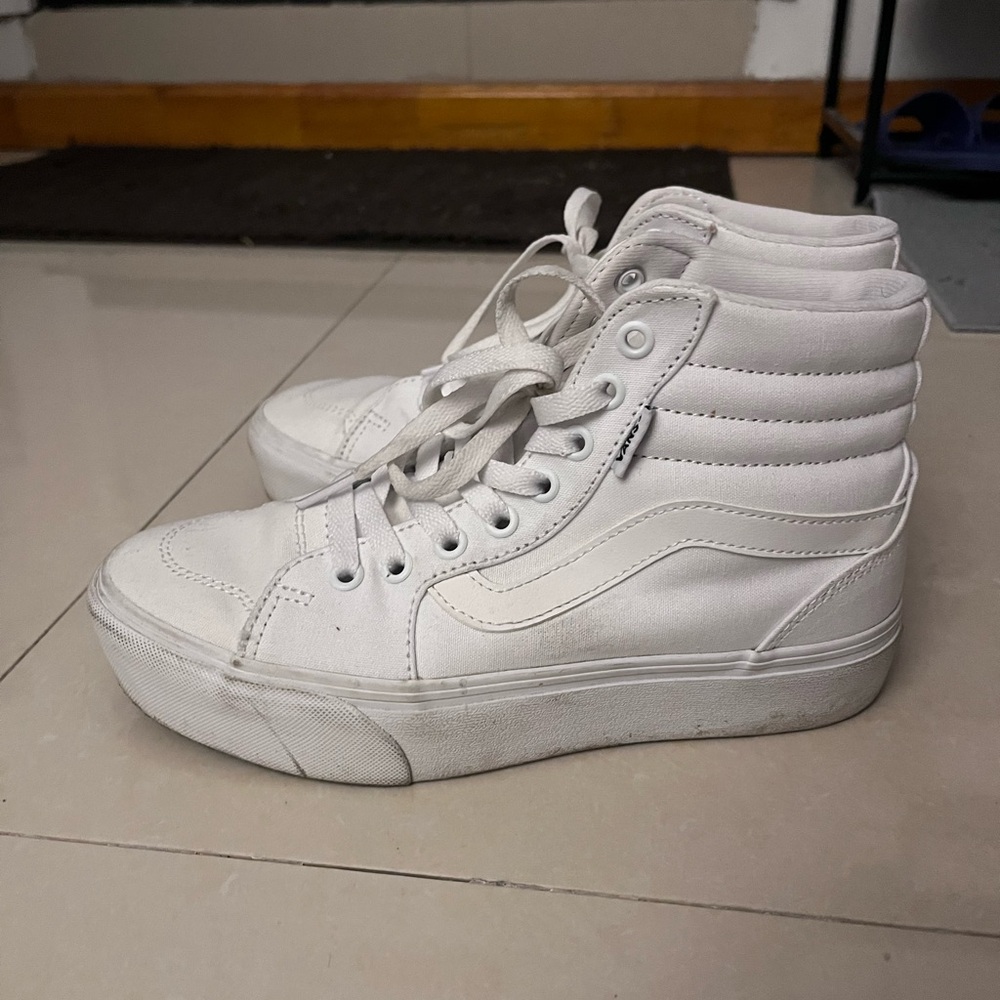 Vans White High-Top Platform Sneakers